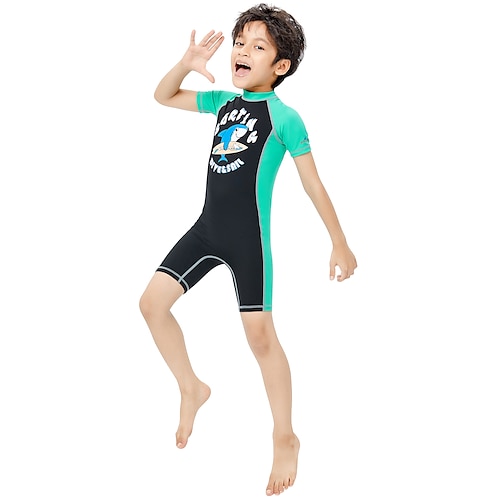 

Dive&Sail Drenge badedragt UPF50 Letvægt Hurtigtørrende Kortærmet Badetøj Bodysuit Bag Lynlås Svømning Surfing Strand Sejlads Trykt Sommer
