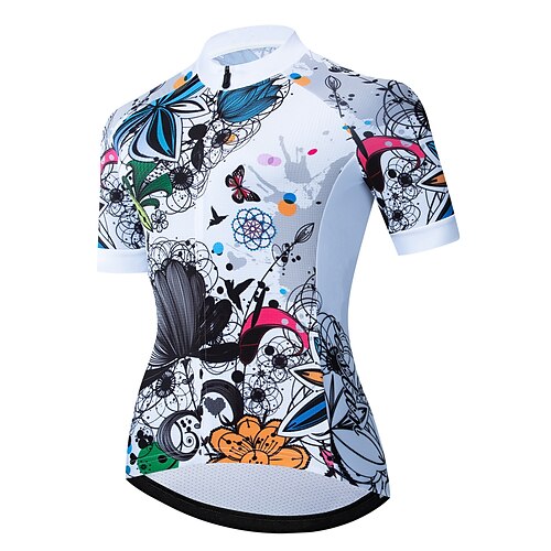 

21Grams Mujer Maillot de Ciclismo Manga Corta Bicicleta Maillot Camiseta con 3 bolsillos traseros MTB Bicicleta Montaña Ciclismo Carretera Transpirable Dispersor de humedad Bandas Reflectantes