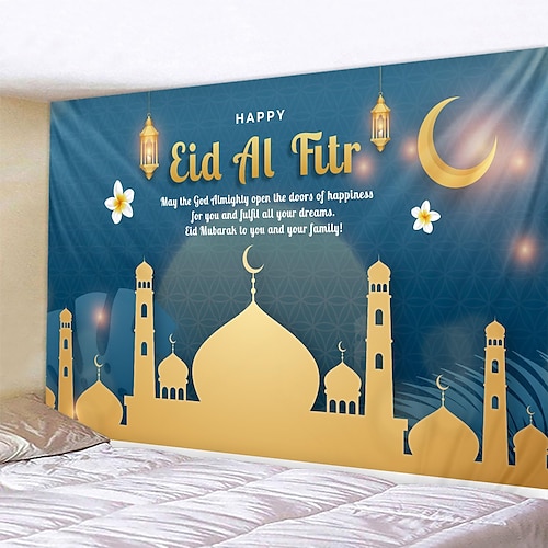 

Ramadan Eid Mubarak Wall Tapestry Art Decor Photograph Backdrop Blanket Curtain Hanging Home Bedroom Living Room Decoration