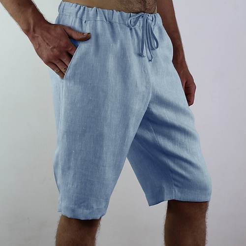 

Per uomo Pantaloncini di lino Pantaloncini estivi Pantaloncini da spiaggia A cordoncino Vita elastica Liscio Comfort Breve Esterno Informale Giornaliero Misto cotone e lino Essenziale Streetwear