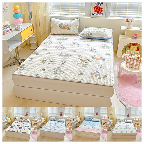 

Cartoon Latexmatte dreiteiliges Bettset Rock Stil waschbar Haushalt Klimaanlage Seide Sommer Doppelbett weiche Matte für Kinder