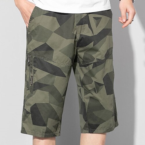 

Men's Cargo Shorts Shorts Capri shorts Zipper Elastic Waist Multi Pocket Camouflage Comfort Wearable Calf-Length Casual Daily Holiday 100% Cotton Basic Sports ArmyGreen Dark Blue