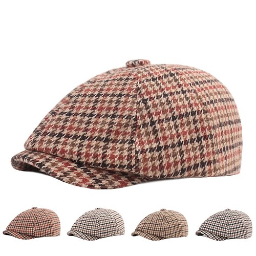 

Herre Baret Newsboy Hat Tweed kasket Lysegul Orange Bomuld Gade Stilfuld 1920'ernes mode udendørs Daglig I-byen-tøj Grafiske tryk Solcreme