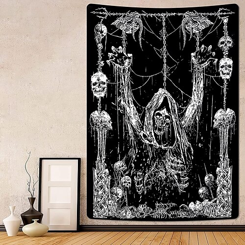 

Trippy Skulls Wandteppich Art Decor Gefangener Spinnennetz Wandbehang Hintergrund Vorhang Zuhause Schlafzimmer Wohnzimmer Dekoration