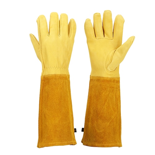 

gants en peau de mouton gants de protection du travail résistants aux coups de couteau gants de jardinage en patchwork allongés gants d'isolation thermique et de barbecue