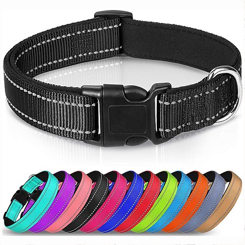 

Haustierhalsband Amazon beliebtes Nylon reflektierendes Halsband Tauchmaterial Hundehalsband verstellbar mehrfarbig optional