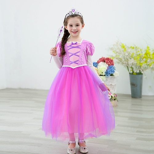 

Bambino Da ragazza Vestito Color Block Abito linea A Maxi Vestito Prestazioni Colletto quadrato Manica lunga Costume Vestito 3-10 anni Primavera Viola