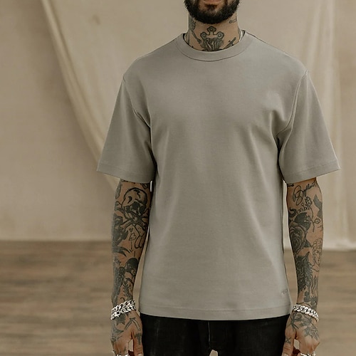 

Herre T skjorte Kul skjorte Oversized skjorte T-skjorte عادي Crew-hals utendørs Sport Kortermet Klær 100 % bomull Gatemote Designer Fritid hverdag