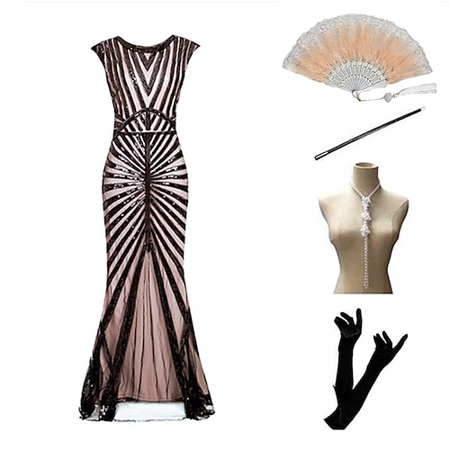 

Der große Gatsby Der große Gatsby Flapper Kleid Damen Pailletten Kostüm Jahrgang Cosplay Partyabend Party Abend Festival Normallänge Kleid Maskerade