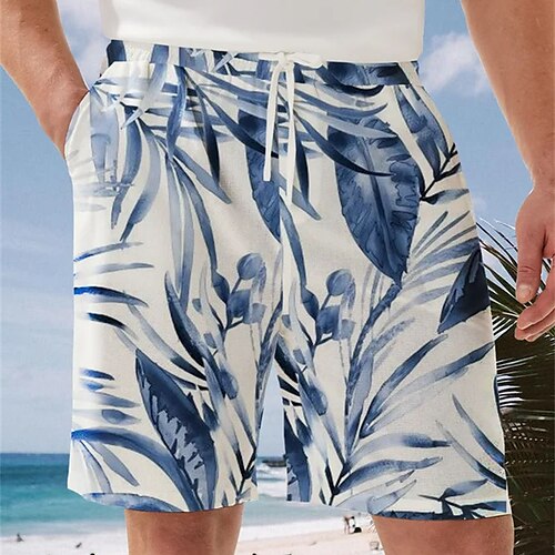 

Homens Bermuda de Surf Shorts de Natação Shorts de verão Shorts de praia Com Cordão Cintura elástica Impressão 3D Gráfico Folha Respirável Macio Curto Casual Diário Feriado Roupa de rua Havaiana Azul