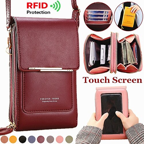 

Fashion Women Bag Touch Screen Cell Phone Purse Smartphone Wallet Leather Shoulder Strap Handbag