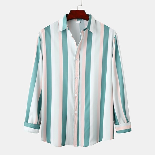 

Per uomo Camicia Camicia con bottoni Camicia estiva Maglietta informale Bianco Blu Arancione Caffè Blu / bianco Manica lunga A strisce Collo ripiegabile Strada Giornaliero Abbigliamento Moda