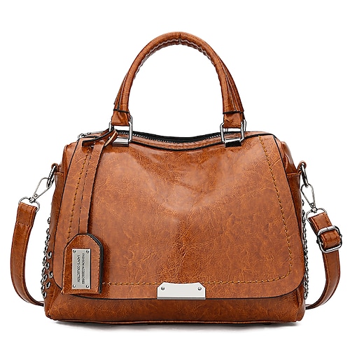 

Dame Håndveske Crossbody-veske PU lær Fest Daglig Nagle Glidelås Stor kapasitet Vanntett Holdbar Marmor Svart Rød Brun