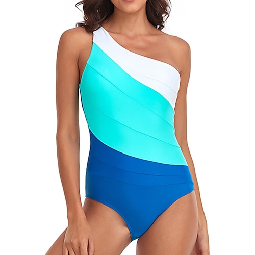 

Maillots de Bain Une pièce Maillot de bain Femme Une Epaule Bloc de couleur Normal Body Maillots de bain Sportif Eté