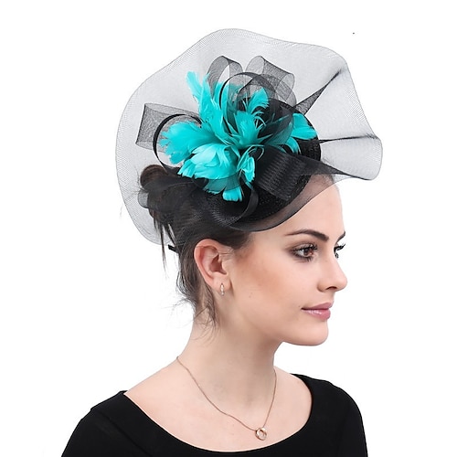 

Fascinateurs Polyester Mariage Fête du thé Derby kentucky Course de chevaux Journée des dames Rétro Vintage Elégant Mariage Avec Plume Tulle Casque Couvre-chef