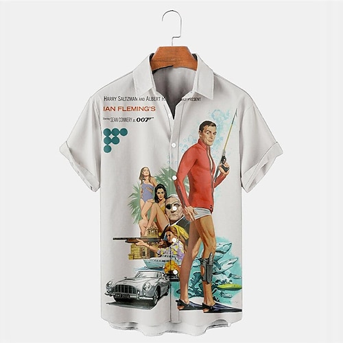 

Homens Camisa Social Camisa havaiana Letra Estampas Abstratas Aberto para a Lateral Branco Ao ar livre Rua Manga Curta Botão para baixo Imprimir Roupa Esportes Moda Roupa de rua Designer