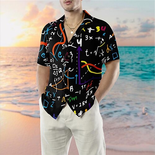 

Homme Chemise Chemise hawaïenne Lettre Imprimés Photos Col rabattu Noir Casual Vacances Manche Courte Bouton bas Imprimer Vêtement Tenue Tropique Mode Vêtement de rue Hawaïen