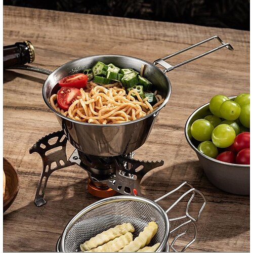 

utensilios de cocina shira bowl exquisito portátil colgante individual titanio vajilla picnic anti-quemaduras bowlportable plegable ligero 304 acero inoxidable para acampar al aire libre picnic 500ml