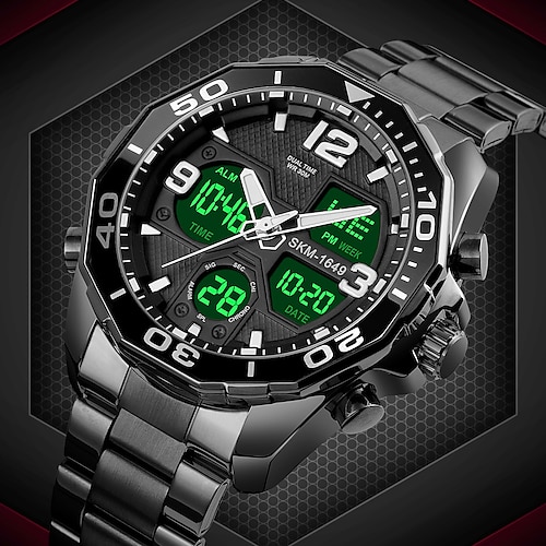 

SKMEI Unisexe Montres à quartz Montre Militaire Sportif Montre Bracelet Analogique Lumineux Chronomètre Fonction réveille Calendrier Bracelet en acier inoxydable Suivre