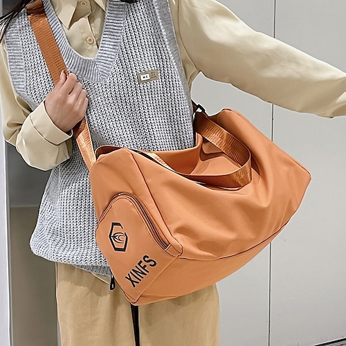 

Dame Crossbody-veske Nylon Shopping Daglig Glidelås Stor kapasitet Geometrisk Svart Hvit Oransje