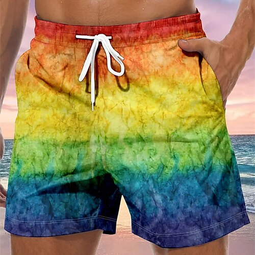 

Per uomo Boxer da surf Pantaloncini da spiaggia A cordoncino con fodera in rete Vita elastica Color Block Asciugatura rapida Breve Informale Giornaliero Per eventi Boho Hawaiano Giallo Media