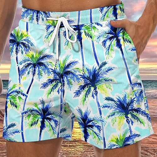 

Herre Surf shorts Badeshorts Sommer shorts Strandshorts Snørelukning med mesh-for Elastisk Talje Kokos palme Grafiske tryk Hurtigtørrende Korte Afslappet Daglig Ferie Boheme Hawaiiansk Blå