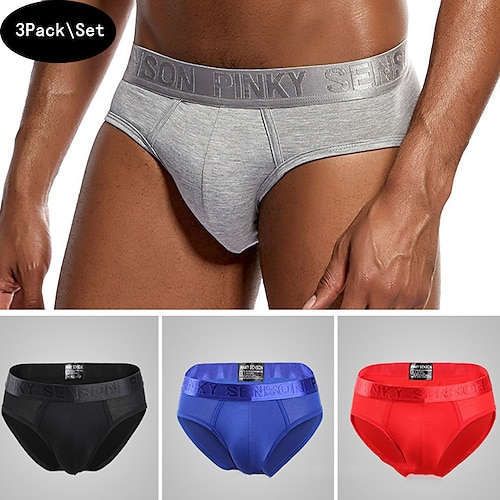 Per uomo 3 pezzi Slip 95% cotone Lavabile Comodo Alfabetico A vita bassa Nero Bianco