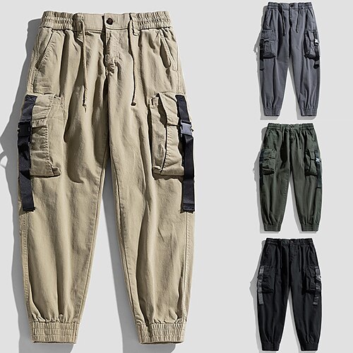 

Per uomo Pantaloni cargo Pareggiatore Pantaloni Vita elastica Multi tasca Liscio Comfort Indossabile Esterno Informale Giornaliero Sportivo Di tendenza Nero Verde