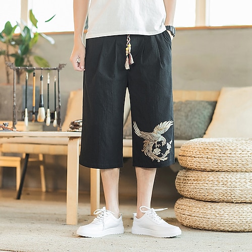 

Homme Short Short d'été Short de plage Pantalons Capri Poche Cordon Taille elastique Graphic Oiseau Confort Respirable Mollet Extérieur du quotidien Vêtement de rue Style Ethnique Décontractées Noir