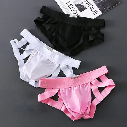 Herren 1 Stück Sexy Höschen Unterwäsche Slip Suspensorium 95% Baumwolle 5% Elasthan Solide / einfarbig Niedrig Schwarz Weiß