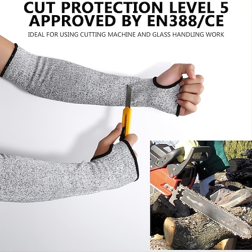

1 Pair Cut Resistant Sleeves With Thumb Hole, Level 5 Protection, Slash Resistant Safety Protective Arm Sleeves