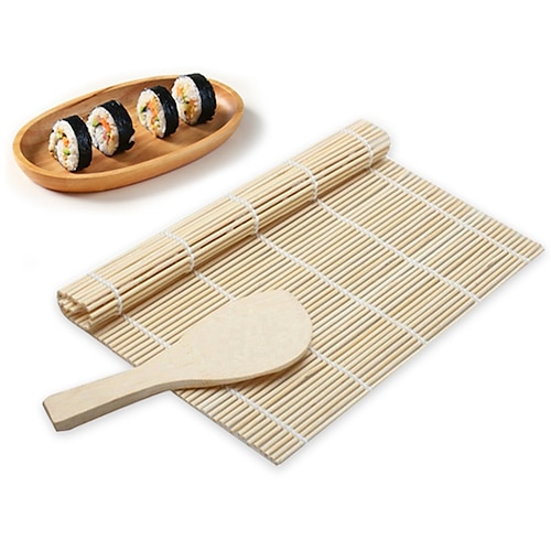 

Sushi Curtain Rolling Mat Sushi Spoon DIY Onigiri Rice Roller Kitchen Gadgets Bamboo Environmentally Japanese Cooking Accessorie