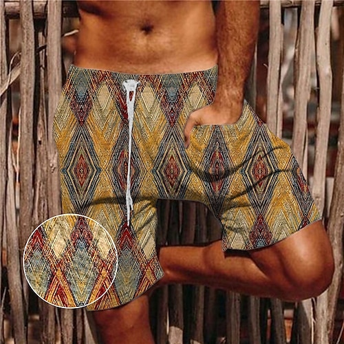 

Herren Shorts Kurze Hosen Sommer-Shorts Strandshorts Kurze Hosen Seersucker-Shorts Baggy Shorts Kurze Hosen Tasche Kordelzug Elastische Taille Grafik-Drucke Raute Komfort Atmungsaktiv Kurz Casual