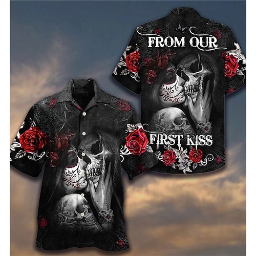 

Per uomo Camicia Camicia hawaiana Floreale Teschi Stampe astratte Collo ripiegabile Nero Esterno Strada Maniche corte Bottone giù Stampa Abbigliamento Sportivo Di tendenza Streetwear Originale