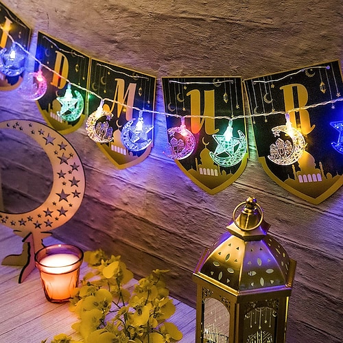 

ramadan lumière étoile lune décoration château jeu de lumières 3m 20leds eid jeu de lumières batterie ou usb alimenté islamique musulman ramadan eid fête maison intérieur extérieur décorations