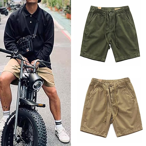 

Herre Shorts med lommer Shorts Lomme Elastisk Talje Vanlig Påførelig Korte udendørs Daglig Ferie Basale Sport Militærgrøn Sort