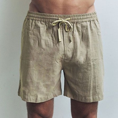 

Men's Shorts Linen Shorts Summer Shorts Beach Shorts Drawstring Elastic Waist Plain Breathable Soft Short Casual Daily Holiday Linen / Cotton Blend Streetwear Hawaiian Dark Khaki Green Micro-elastic