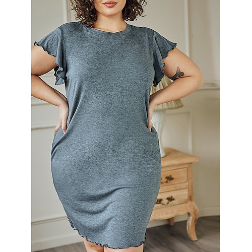 

Per donna loungewear Camicia da notte Vestiti Colore puro Informale Comoda Morbido Interni Giornaliero Da letto Poliestere Traspirante Girocollo Manica corta Primavera Estate Grigio