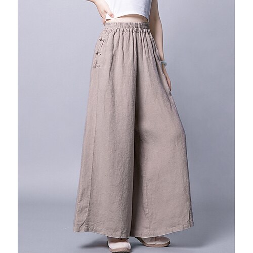 

Per donna A zampa Pantaloni cascante Cotone e lino Nero Beige Caffè Di tendenza Casual / quotidiano Tasche laterali A zampa Lunghezza intera Comfort Tinta unita M L XL 2XL 3XL
