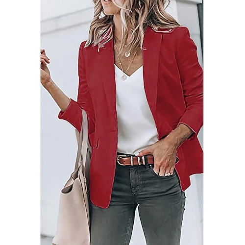 

Women's Casual Blazers Open Front Long Sleeve Work Office Jackets Blazer Coat claret Dark Grey White Black Blue Traditional / Classic Daily Fall Buttoned Front Turndown Regular Fit S M L XL XXL