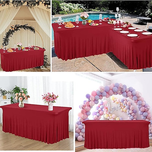 

Spandex-Tischdecke, weiße Outdoor-Tischdecke, 6 Fuß, 4 Fuß, 8 Fuß, Stretch, schwarze Federtischdecke, rechteckig, für Terrasse, Picknick, Hochzeit, Essen, Ostern, Küche