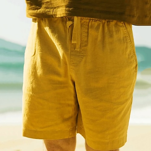 

Homens Calção Shorts de linho Shorts de verão Shorts de praia Short plissado Com Cordão Cintura elástica Tecido Respirável Macio Curto Casual Diário Feriado Misto de Algodão e Linho Roupa de rua