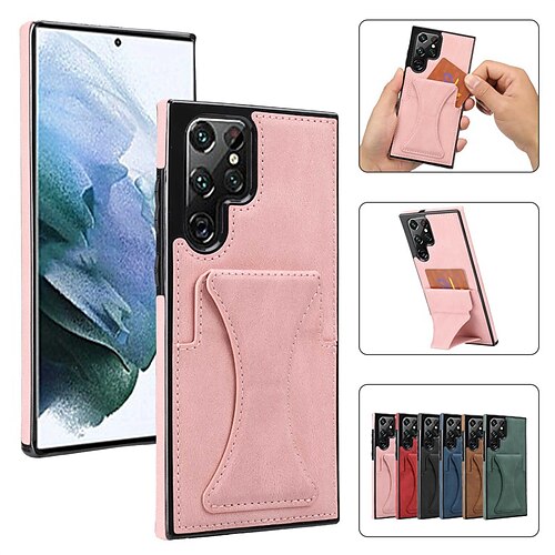 

Handy Hülle Handyhüllen Für Samsung Galaxy Rückseite S23 S22 S21 S20 Plus Ultra A73 A53 A33 A72 A52 A42 A71 A12 A32 Samsung A13 5G A51 A22 mit Halterung Anti-Kratz Steckplätze für Kartenhalter