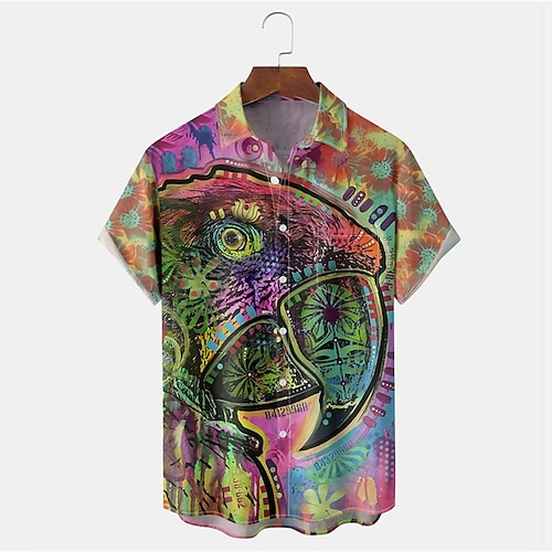 

Herren Hemd Hawaiihemd Sommerhemd Grafik-Drucke Adler Umlegekragen Grün Outdoor Strasse Kurze Ärmel Button-Down Bedruckt Bekleidung Tropisch Modisch Hawaiianisch Designer