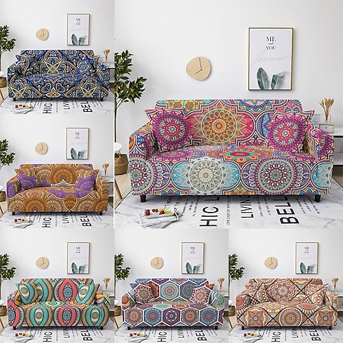 

capa de sofá elástica boho slipcover capa de sofá secional elástica para poltrona loveseat 4 ou 3 lugares chaise lounge em forma de l para sala de estar protetor de sofá à prova de poeira