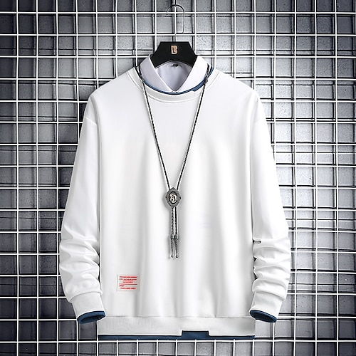 

Homme Sweat Noir Blanche Jaune Bleu Col Ras du Cou Couleur unie Patchwork Casual du quotidien Vacances Actif Décontractées Automne Printemps Vêtement Tenue Pulls Capuche Pulls molletonnés