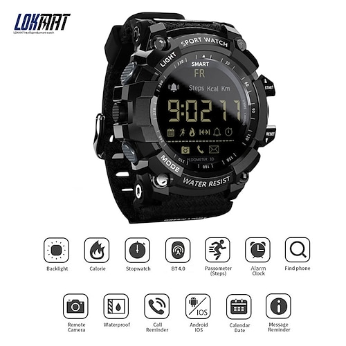 

LOKMAT MK16 Montre intelligente 0 pouce Smartwatch Montre Connectée Bluetooth Podomètre Fonction réveille Compatible avec Android iOS Femme Hommes Longue Veille Rappel de Message Contrôle de