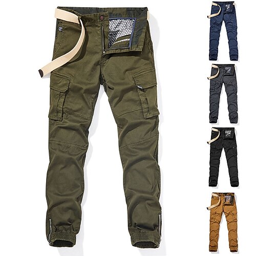 

Per uomo Pantaloni cargo Pantaloni Multi tasca Gamba dritta Tinta unita Comfort Indossabile Esterno Giornaliero Sportivo Moda Verde militare Nero