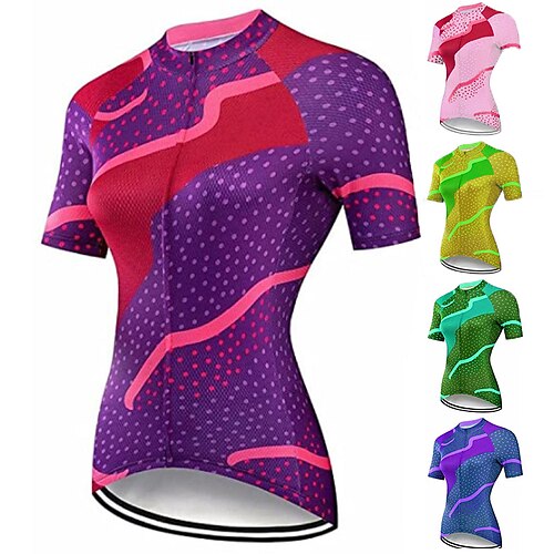 

21Grams Femme Maillot Velo Cyclisme Manche Courte Cyclisme Top avec 3 poches arrière VTT Vélo tout terrain Vélo Route Respirable Evacuation de l'humidité Séchage rapide Bandes Réfléchissantes Violet