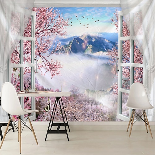 

Paysage papier peint mural fenêtre vue revêtement mural autocollant peler et coller amovible pvc/vinyle matériau auto-adhésif/adhésif requis décoration murale pour salon cuisine salle de bain